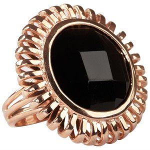 MRE Jewelry Rose Gold Onyx Cocktail Ring